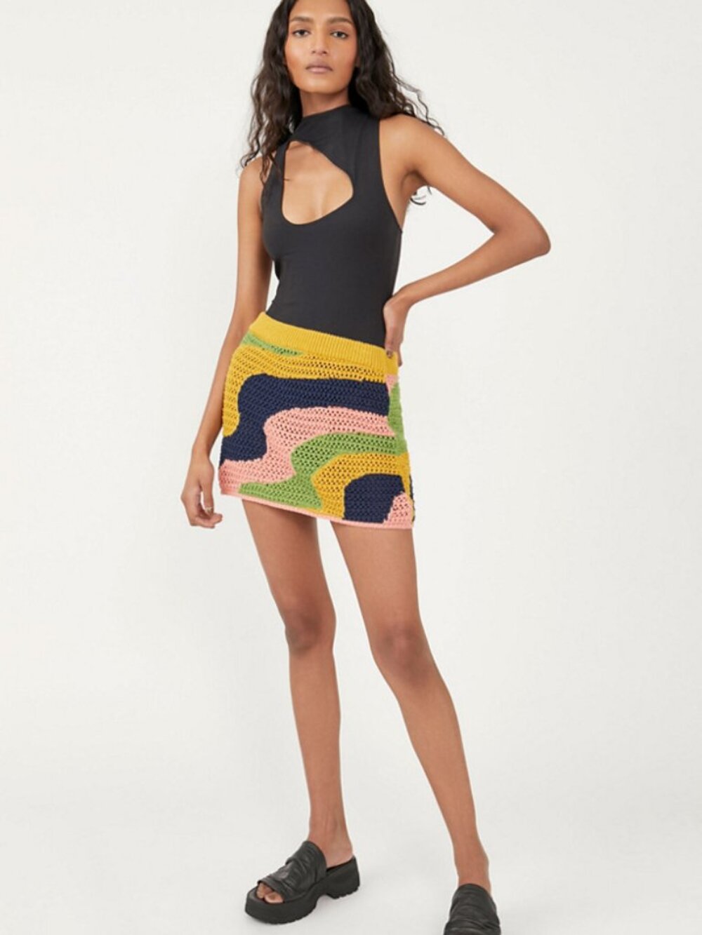 Free People Mila Crochet Swirl Mini Skirt - Picture 1 of 7